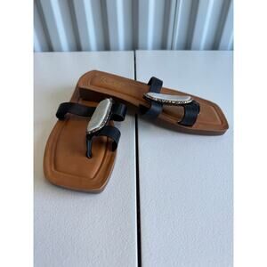 Franco Sarto Leather Shell Sandal 7.5 EUC Black